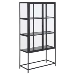 Vitrine Adino - Metaal - Zwart - 150x77x35 Cm