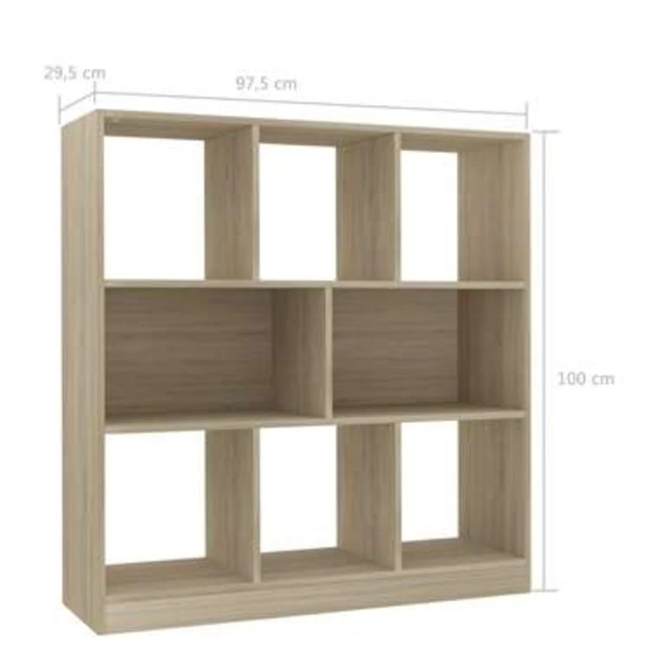 VidaXL Boekenkast 97,5x29,5x100 Cm Bewerkt Hout Sonoma Eikenkleurig - Afbeelding 4