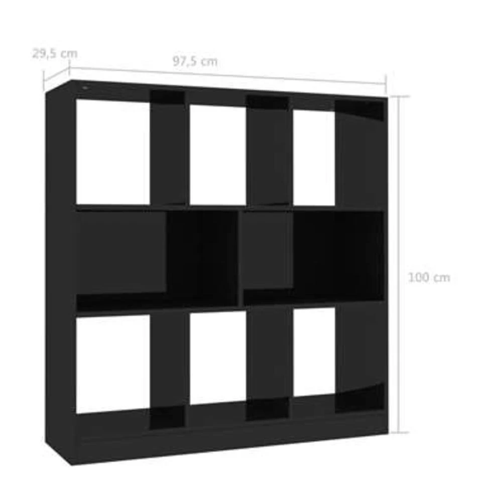 VidaXL Boekenkast 97,5x29,5x100 Cm Bewerkt Hout Hoogglans Zwart - Afbeelding 4