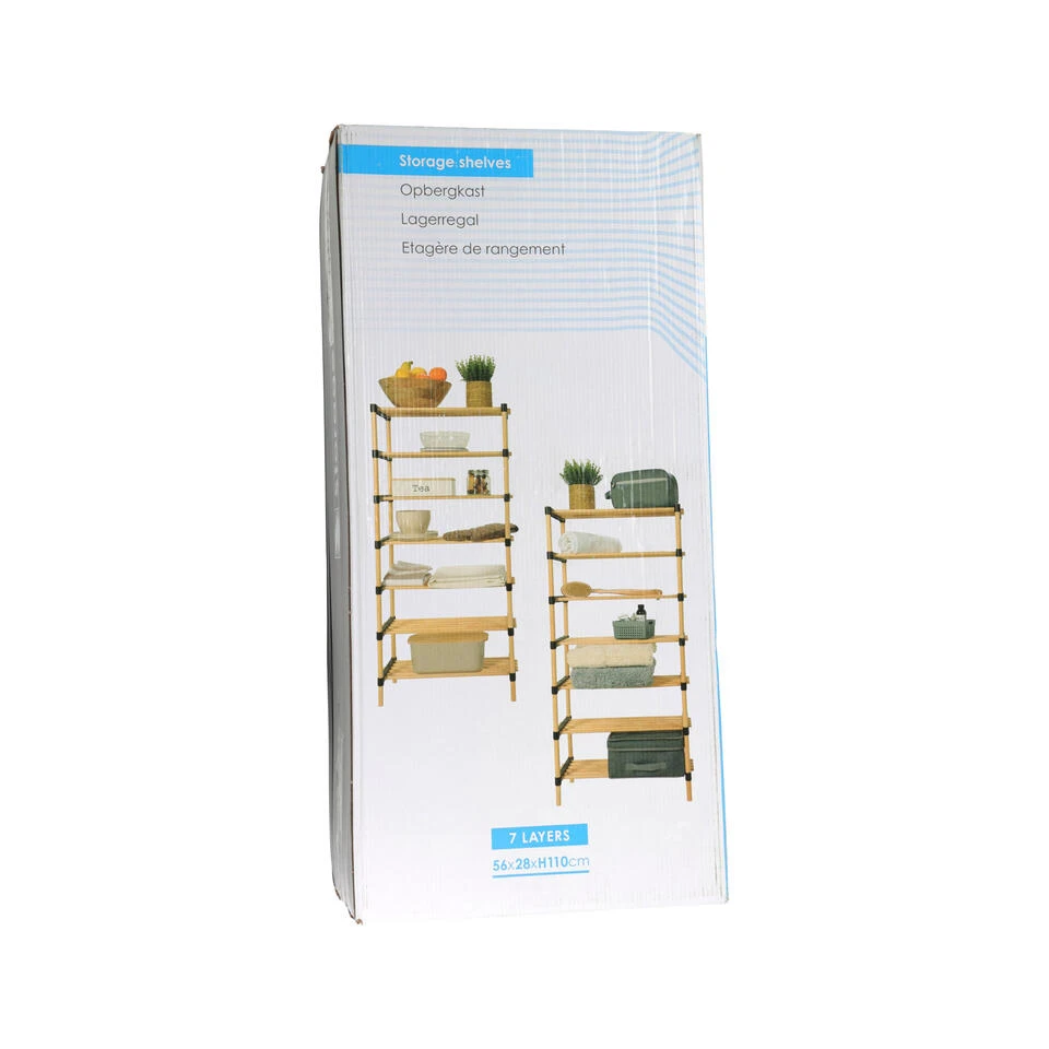 H&S Collection Schoenenrek/schoenenkast - 7-laags - Dennenhout - 56x28x110 Cm - Afbeelding 2