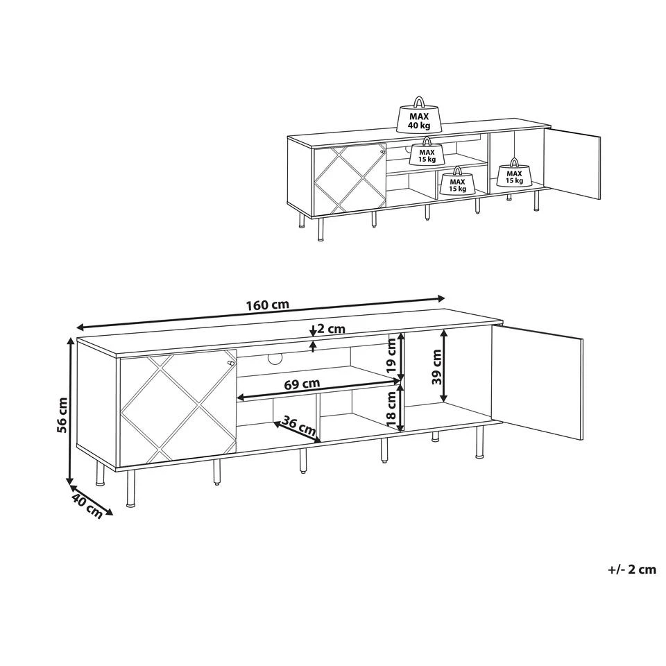 Beliani TV-kast PALMER - Lichte Houtkleur Mdf - Afbeelding 3