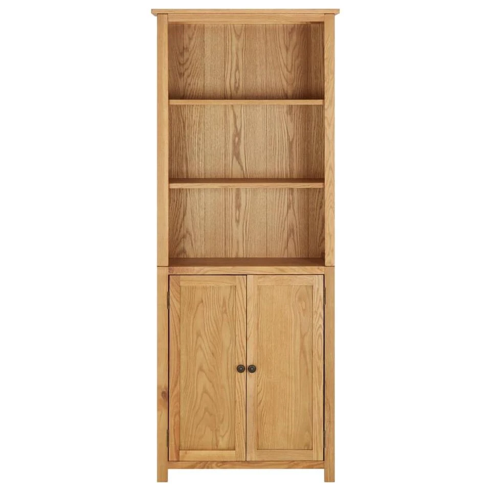 VidaXL Boekenkast Met 2 Deuren 70x30x180 Cm Massief Eikenhout - Afbeelding 2