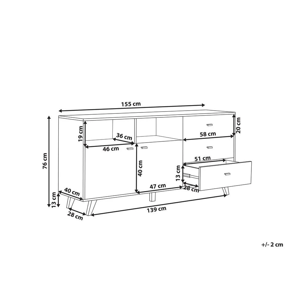 Beliani Sideboard ILION - Lichte Houtkleur Vezelplaat - Afbeelding 2