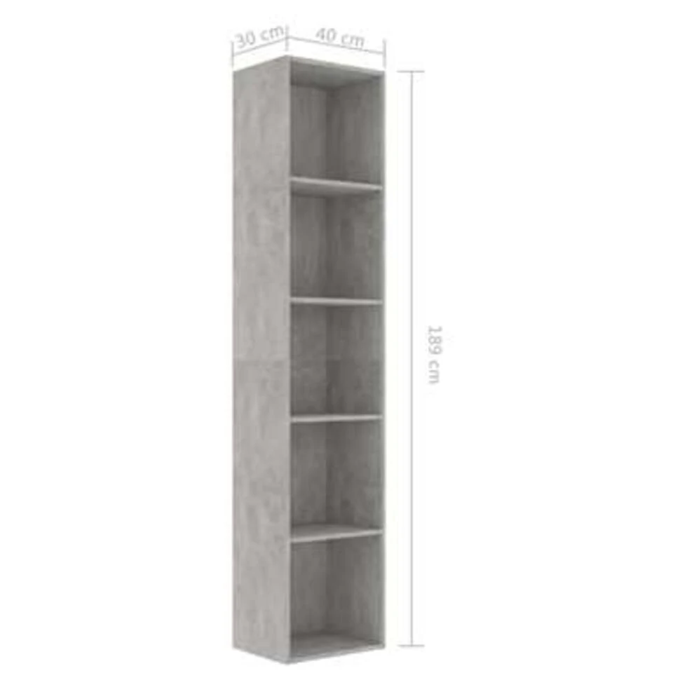 VidaXL Boekenkast 40x30x189 Cm Spaanplaat Betongrijs - Afbeelding 4