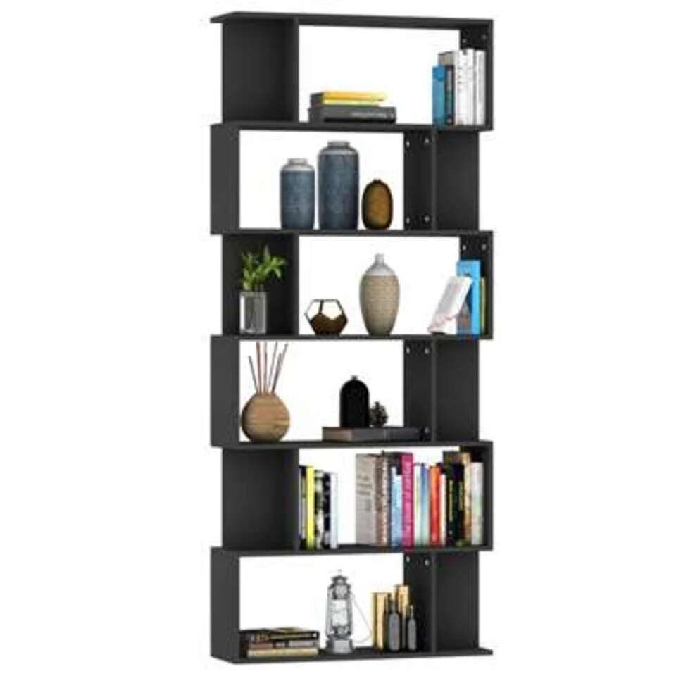 VidaXL Boekenkast/kamerscherm 80x24x192 Cm Spaanplaat Zwart - Afbeelding 3