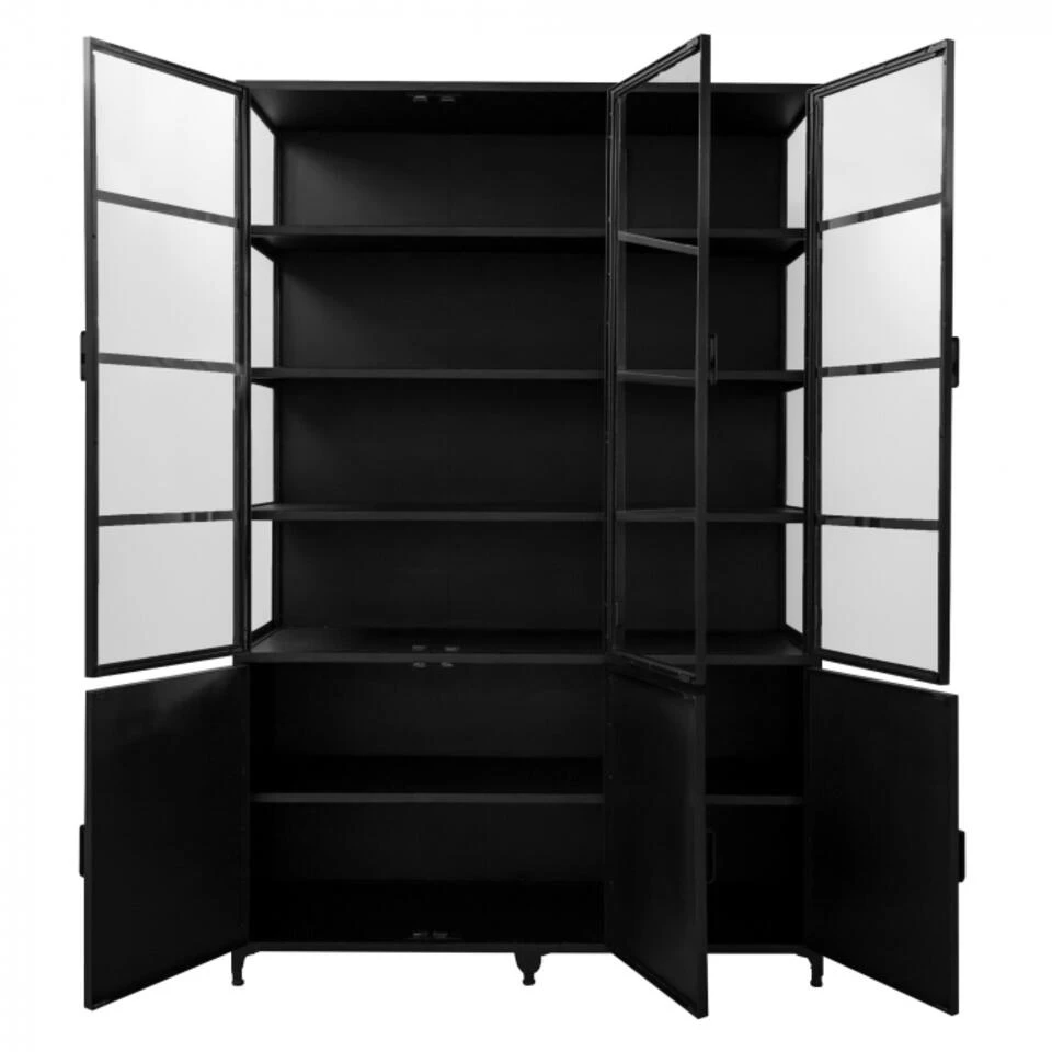 Vitrinekast Met Glas - Metaal - 50x150x230cm - Vitrinekast Lott Zwart - Giga - Afbeelding 3