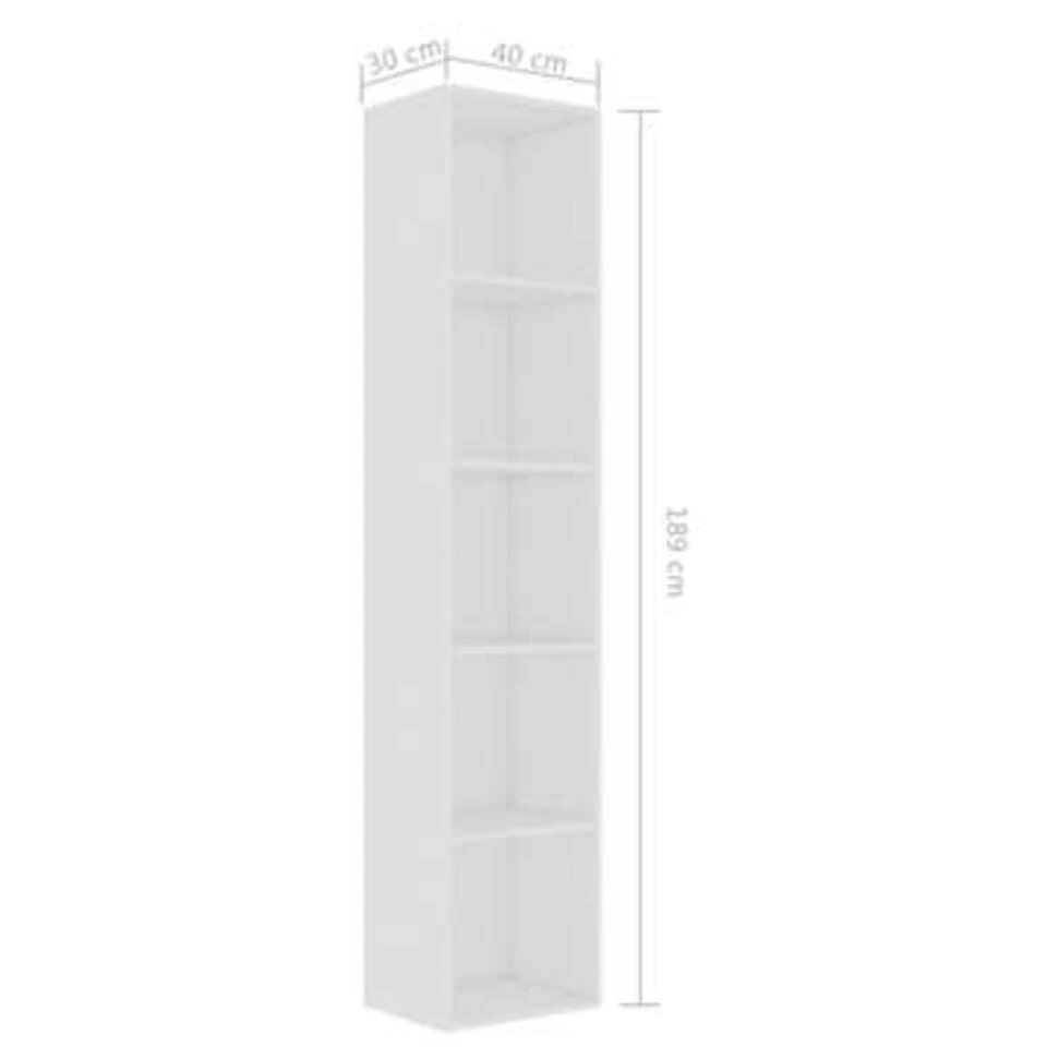 VidaXL Boekenkast 40x30x189 Cm Spaanplaat Wit - Afbeelding 4