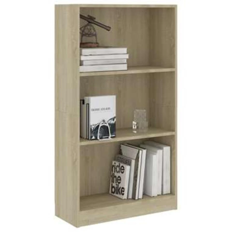 VidaXL Boekenkast Met 3 Schappen 60x24x109 Cm Bewerkt Hout Sonoma Eik - Afbeelding 3