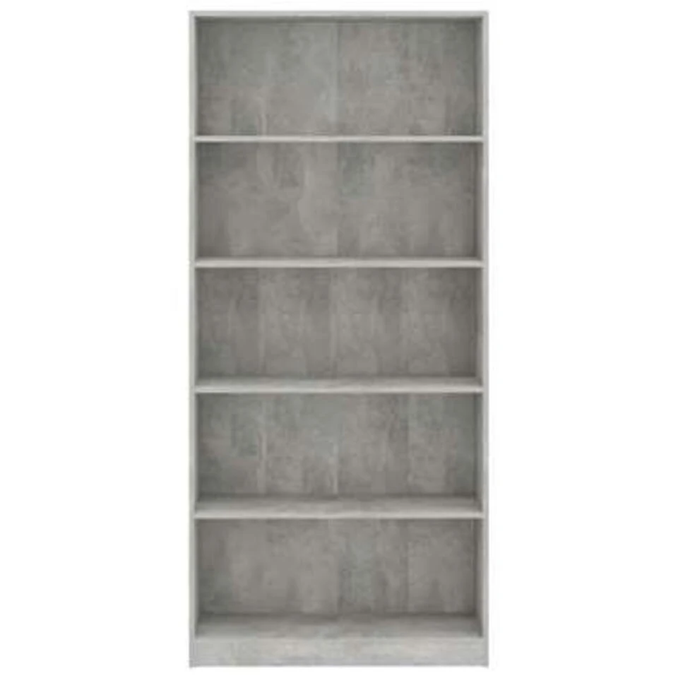 VidaXL Boekenkast Met 5 Schappen 80x24x175 Cm Bewerkt Hout Betongrijs - Afbeelding 4