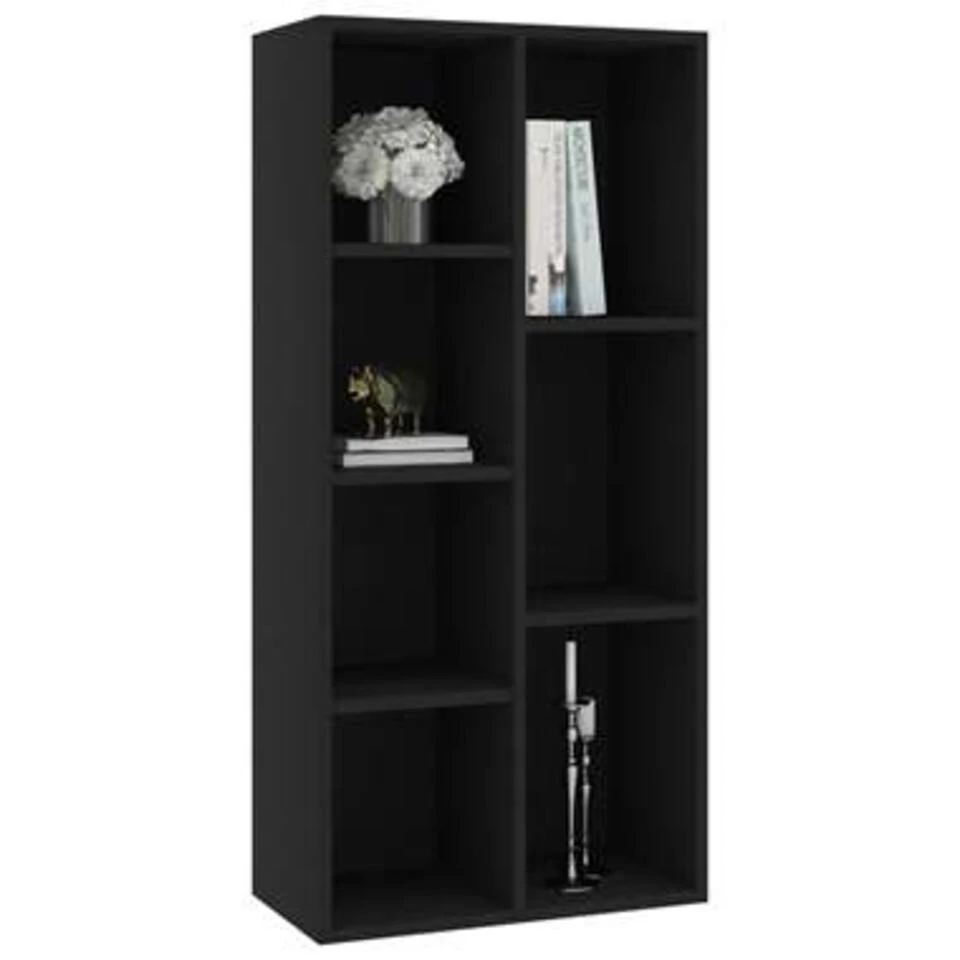 VidaXL Boekenkast 50x25x106 Cm Bewerkt Hout Zwart - Afbeelding 3