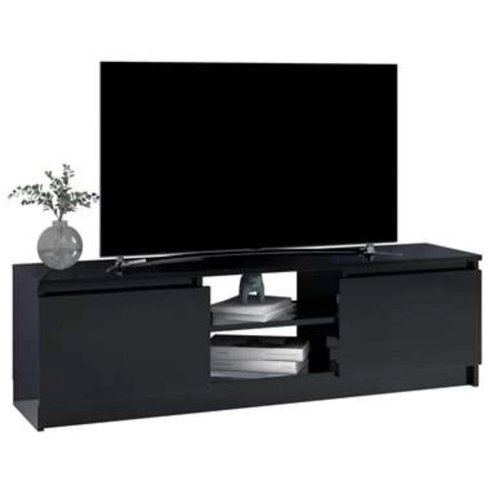 VidaXL Tv-meubel 120x30x35,5 Cm Bewerkt Hout Hoogglans Zwart - Afbeelding 2