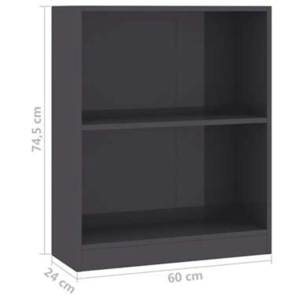 VidaXL Boekenkast 60x24x74,5 Cm Bewerkt Hout Hoogglans Grijs - Afbeelding 3