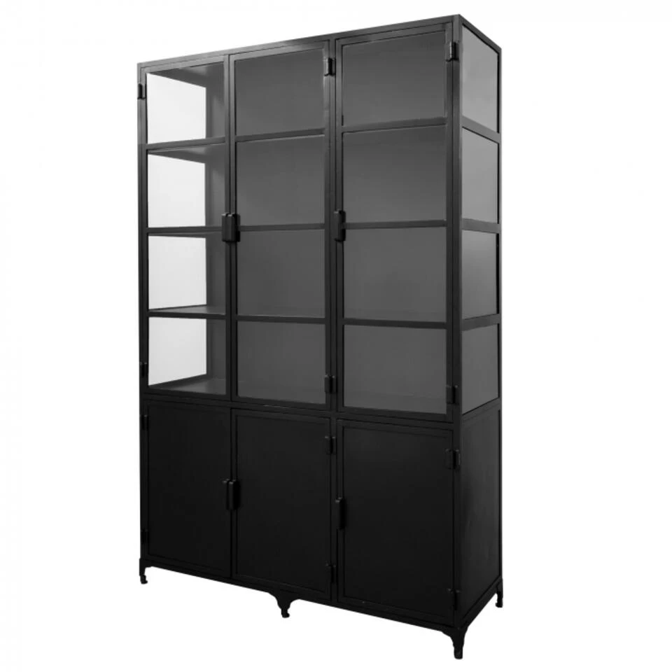 Vitrinekast Met Glas - Metaal - 50x150x230cm - Vitrinekast Lott Zwart - Giga - Afbeelding 2