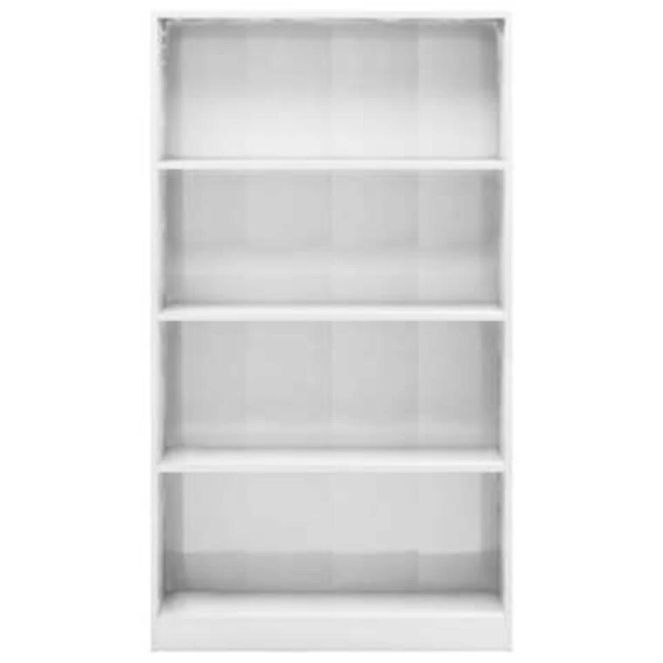 VidaXL Boekenkast 4 Schappen 80x24x142 Cm Bewerkt Hout Hoogglans Wit - Afbeelding 4