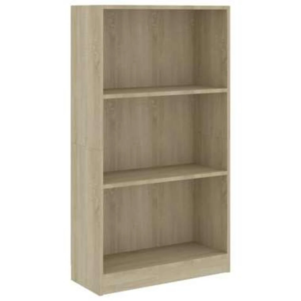 VidaXL Boekenkast Met 3 Schappen 60x24x109 Cm Bewerkt Hout Sonoma Eik - Afbeelding 2
