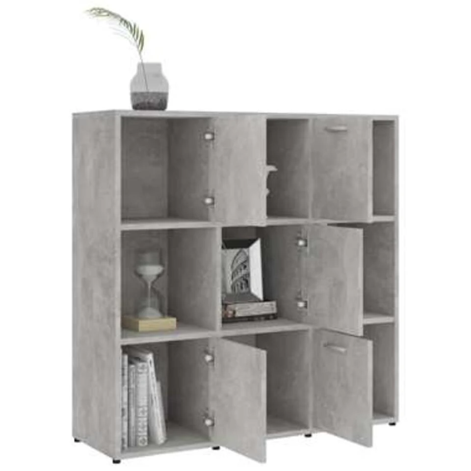 VidaXL Boekenkast 90x30x90 Cm Spaanplaat Betongrijs - Afbeelding 4