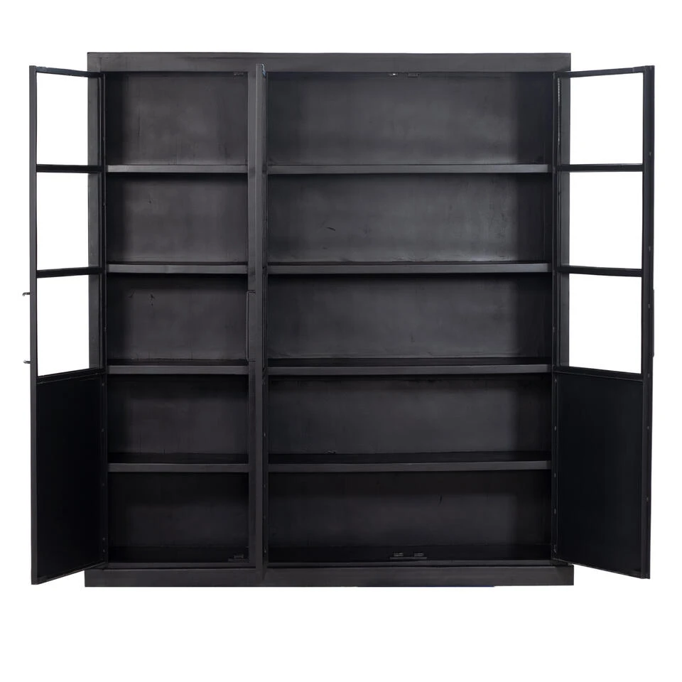 Giga Meubel Vitrinekast Metaal Zwart - 180x44x200cm - 3 Deurs - James - Afbeelding 4