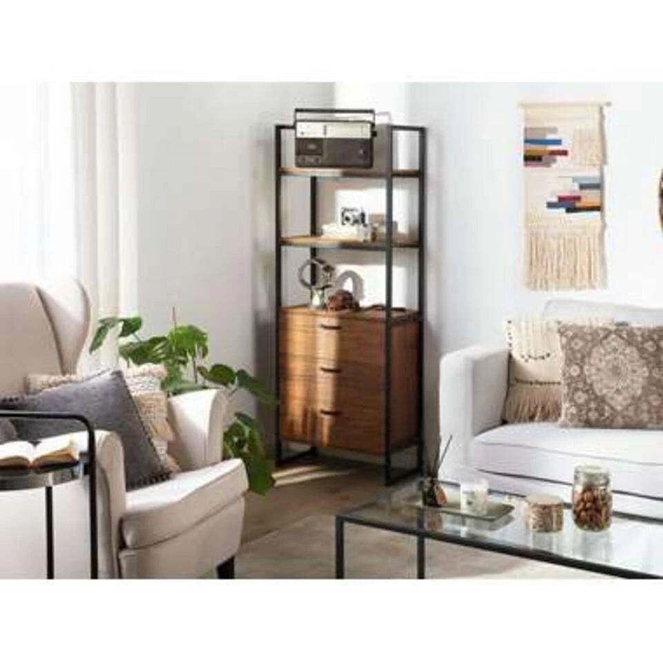 Beliani Boekenkast TIFTON - Donkere Houtkleur Mdf - Afbeelding 2