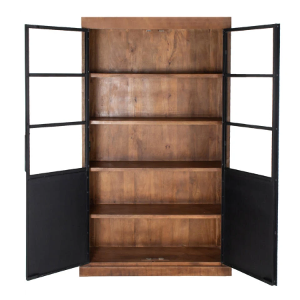 Giga Meubel Vitrinekast Mangohout 2-deurs - 120x40x200cm - James - Afbeelding 3