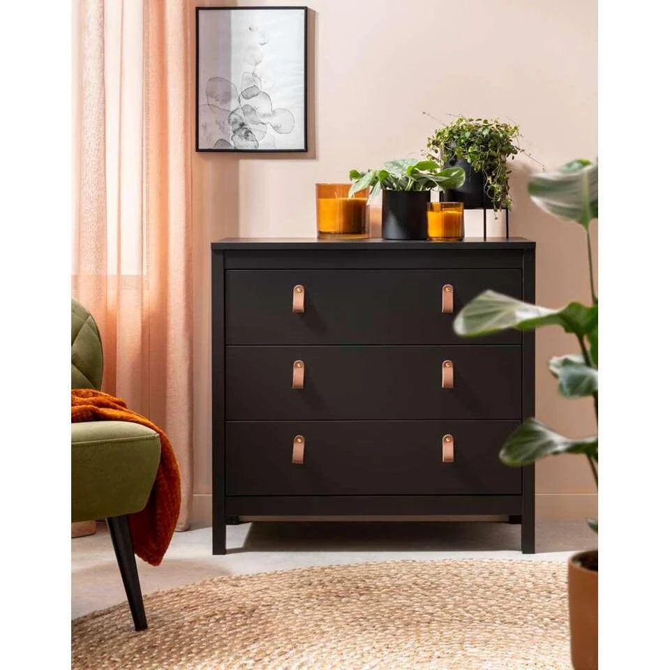 Ladekast Madeira - Zwart - 80x82x38 Cm - Afbeelding 4